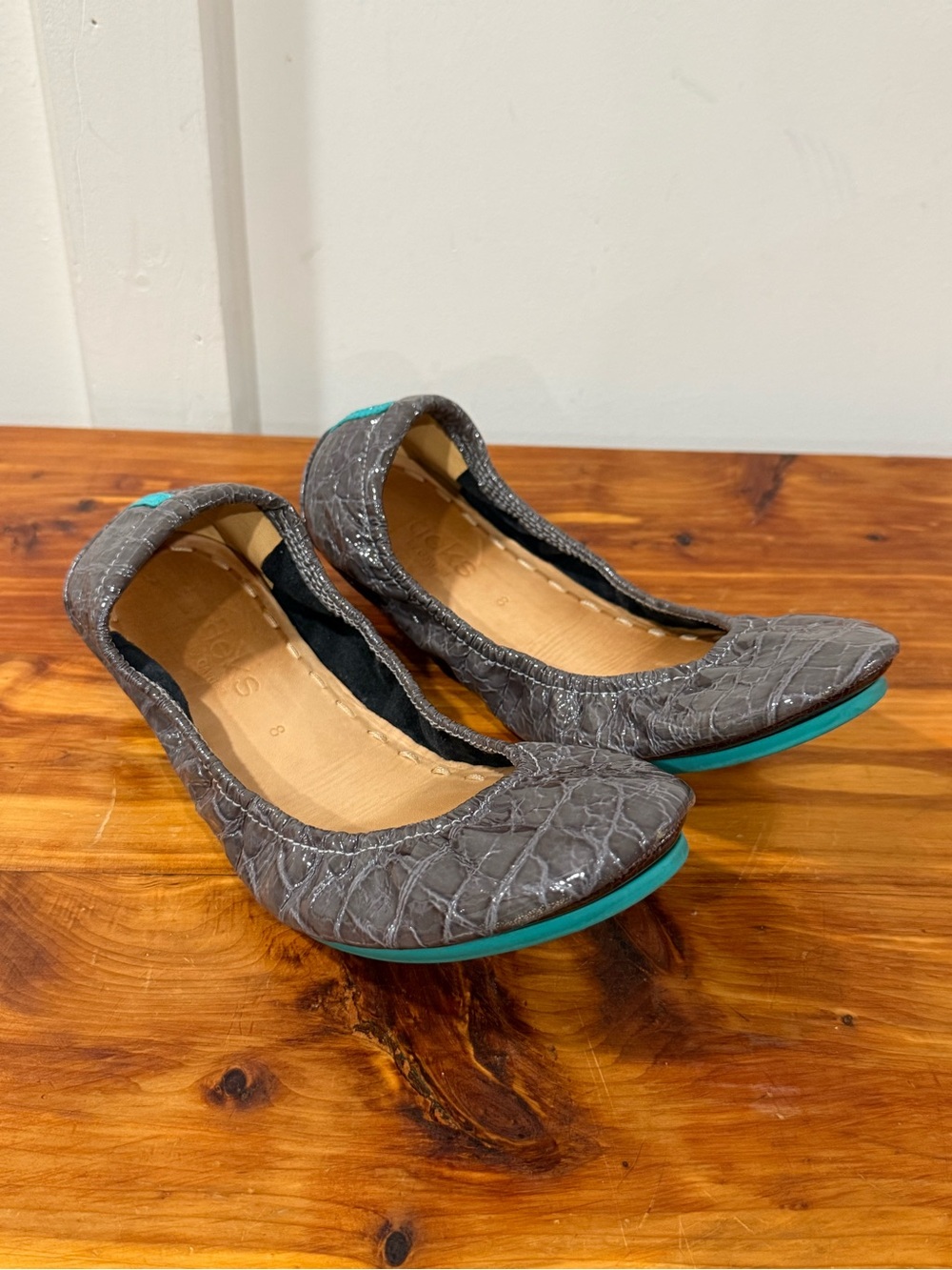 Tieks Slate Grey Croc Leather Ballet Flats